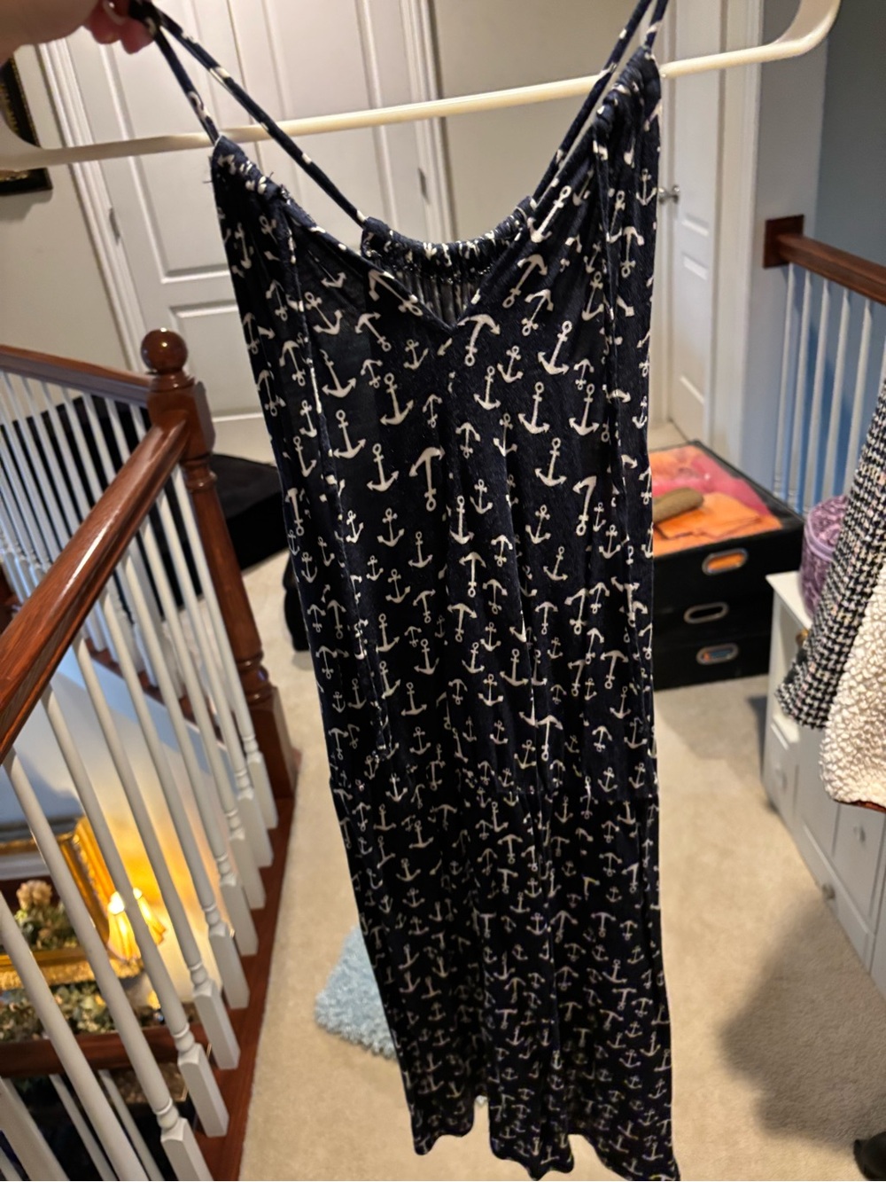 Old Navy Navy and White Anchor Maxi Dress